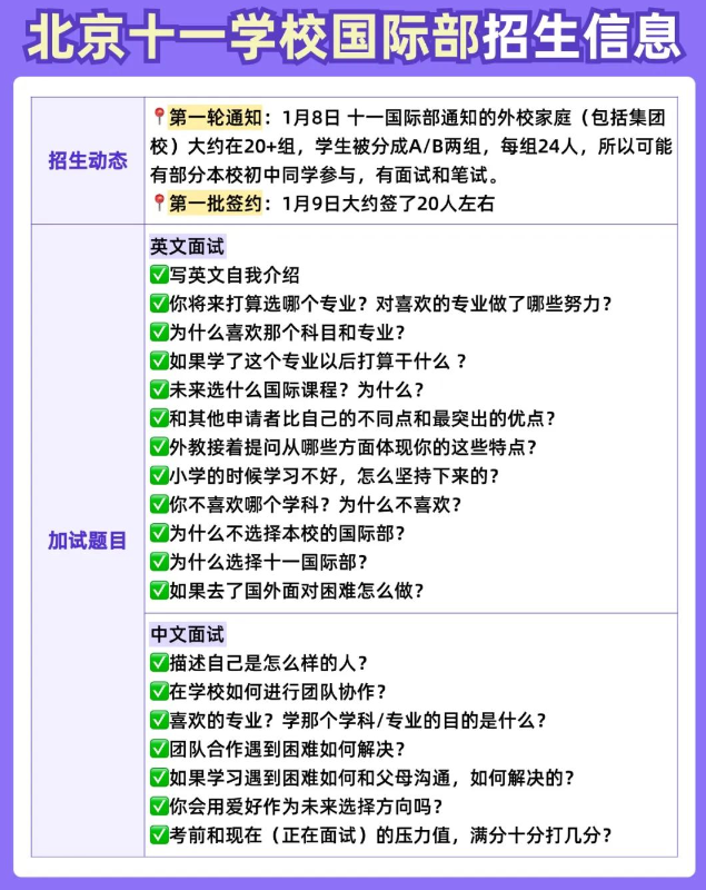 北京十一學校國際部招生信息